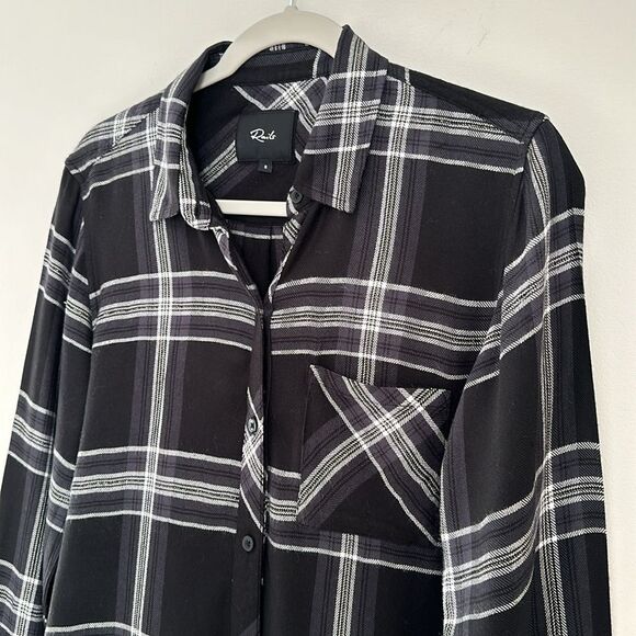Rails Women's Hunter Mixed Plaid Button-Up Shirt, Black Storm Parchment Size S - Picture 4 of 9